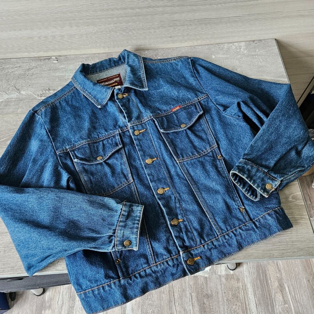 Rustler Mens‎ Authentic Denim Jean Trucker Jacket Size M 100% Cotton Button Vtg